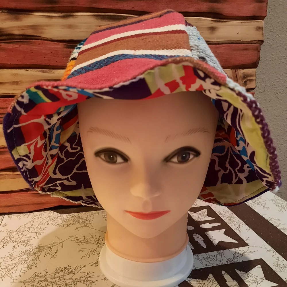 XL serape blanket scrap flop Hat handmade